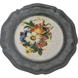 Hasyılmaz Vintage Zınn Çerçeveli Dekoratif Çiçek Temalı Duvar Tabağı 10cm 006