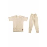 Hasyün Doğal Termal Yün Çocuk Fanila İçlik Takımı, Unisex, 3-4 Yaş, Kahverengi