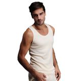 Hasyün Erkek İnterlok Yün Atlet Kolsuz Bisiklet Yaka Woolmark Sertifikalı Ekoteks Belgeli (Ekru/M)