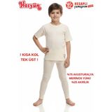 Hasyün Unisex Çocuk %75 Yün Sıcak Tutan Tene Batmaz Kısa Kollu Yün Tek Içlik - Sarı - 8 - 9 Yaş