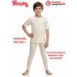 Hasyün Unisex Çocuk %75 Yün Sıcak Tutan Tene Batmaz Kısa Kollu Yün Tek İçlik