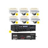 Hat Trafolu Tavan Hoparlör Seti (1 Adet Hat Trafolu Anfi + 6 Adet 100V 16 cm Hat Trafolu )