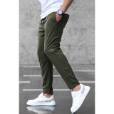 HATCELL Erkek Haki Renk Italyan Kesim Kaliteli Esnek Likralı Bilek Boy Double Katlı Paça Jogger Pantolon