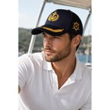 HatClub Exclusive Erkek Denizci Kaptan Şapka Lacivert Gold Nakışlı Ayarlanabilir Şapka