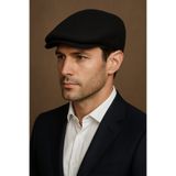 HatClub Exclusive Erkek Kışlık Yünlü Kumaş Standart Beden Arkası Lastikli Siyah London Kasket