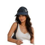 HatClub Exclusive Kadın Siyah Vizör Şapka Çiçek Detaylı Ayarlanabilir Yapışkanlı Yazlık Güneş Koruyucu