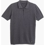 Hateko Erkek Gri Viskon Triko Yarım Fermuarlı Polo Tişört - 3XL