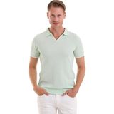 Hatem Saykı Mint Regular Fit Desenli Pamuklu Polo Yaka Casual Tişört - 2XL