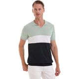 Hatem Saykı Mint Slim Fit Desenli Polo Yaka Casual Rayon Tişört