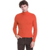 Hatem Saykı Turuncu Slim Fit Fitilli Balıkçı Yaka Yünlü Triko Kazak - 2XL