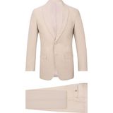 Hatemoğlu Bej Slim Fit Çıkma Şal Yaka Desenli Takım Elbise - 6 Drop - 46
