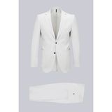 Hatemoğlu Bej Slim Fit Çizgili Mono Yaka Takım Elbise - 6 Drop - 48