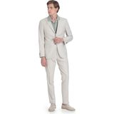 Hatemoğlu Bej Slim Fit Mono Yaka Keten Takım Elbise - 6 Drop - 46