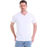 Hatemoğlu Beyaz Düz Regular Fit 100% Pamuk V Yaka Tişört