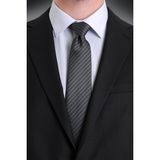 Hatemoğlu Çizgili Kravat Gri Renk 100% Micro Polyester ile Özel Günler İçin Uygun - Standart - Gri - Açık Gri