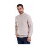 Hatemoğlu Erkek Bej Regular Fit %100 Pamuk Yarım Balıkçı Triko Kazak Bej - Beyaz