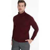 Hatemoğlu Erkek Bordo Desenli Tam Balıkçı Yaka Regular Fit Triko Kazak - 2XL - Açık Bordo