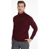 Hatemoğlu Erkek Bordo Desenli Tam Balıkçı Yaka Regular Fit Triko Kazak - Açık Bordo