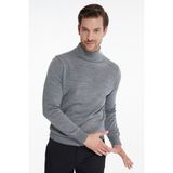 Hatemoğlu Erkek Gri Regular Fit Yarım Balıkçı Triko Kazak - 2XL - Gri Melanj