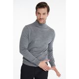 Hatemoğlu Erkek Gri Regular Fit Yarım Balıkçı Triko Kazak - XL - Gri Melanj