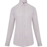 Hatemoğlu Erkek Kahverengi Desenli Slim Fit Keten Gömlek - Kahverengi Ç.