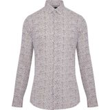 Hatemoğlu Erkek Kahverengi Desenli Slim Fit Keten Gömlek