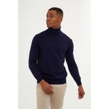 Hatemoğlu Erkek Lacivert Regular Fit Balıkçı Yaka Triko Kazak - Açık Lacivert