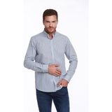 Hatemoğlu Erkek Mavi Comfort Fit %100 Pamuk Uzun Kollu Çizgili Gömlek - XS