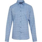 Hatemoğlu Erkek Mavi Desenli Modern Fit Pamuklu Gömlek - XL - Mavi - Beyaz