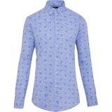 Hatemoğlu Erkek Mavi Desenli Slim Fit Keten Gömlek - Açık Mavi