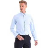 Hatemoğlu Erkek Mavi Slim Fit Pamuklu Uzun Kollu Gömlek - 3XL - A. Mavi