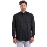 Hatemoğlu Erkek Siyah Comfort Fit %100 Pamuk Uzun Kollu Saten Gömlek - XL