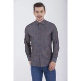 Hatemoğlu Erkek Slim Fit Baskılı Kahverengi Gömlek - XS - Kahverengi B.