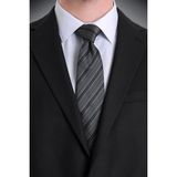 Hatemoğlu Gri Çizgili Kravat 100% Micro Polyester Malzeme ile Şık ve Klasik Tasarım - Standart