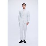Hatemoğlu Gri Comfort Fit Çizgili Mono Yaka Takım Elbise - 6 Drop - 54