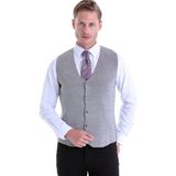 Hatemoğlu Gri Regular Fit Düz Klasik Düğmeli Yün Triko Yelek - XL
