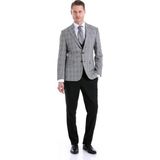 Hatemoğlu Gri Slim Fit Kareli Sivri Yaka Yelekli Takım Elbise - 48 - 6 Drop