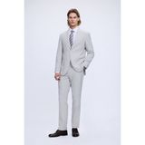 Hatemoğlu Gri Slim Fit Mono Yaka Keten Casual Takım Elbise - 6 Drop - 46