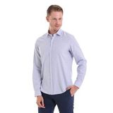 Hatemoğlu Lacivert Ç. Comfort Fit Çizgili Pamuklu Slim Yaka Uzun Kollu Spor Gömlek