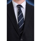 Hatemoğlu Lacivert Çizgili Kravat - Standart - Lacivert - Açık Gri - Saks