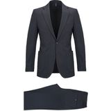 Hatemoğlu Lacivert Slim Fit Çizgili Mono Yaka Takım Elbise - 6 Drop - 54