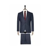 Hatemoğlu Lacivert Slim Fit Desenli Takım Elbise