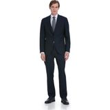 Hatemoğlu Lacivert Slim Fit Mono Yaka Keten Takım Elbise - 6 Drop - 54
