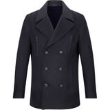 Hatemoğlu Lacivert Slim Fit Yünlü Kaşe Kaban Uzun Kol Düz Desenli Erkekler İçin - XS