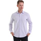 Hatemoğlu Lila Ç. Comfort Fit Çizgili Pamuklu Slim Yaka Uzun Kollu Spor Gömlek - XS