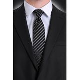 Hatemoğlu Siyah Çizgili Kravat 100% Micro Polyester Malzeme ile Klasik Stil Tasarım - Standart - Siyah - Açık Kahve