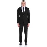Hatemoğlu Siyah Slim Fit Düz Mono Yaka Klasik Takım Elbise - 6 Drop - 48