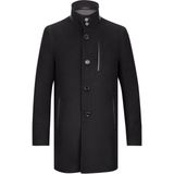 Hatemoğlu Siyah Slim Fit Hakim Yaka Yünlü Palto
