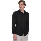 Hatemoğlu Siyah Slim Fit Uzun Kollu Gömlek Erkek Klasik Stil Comfort Kesim - 3XL