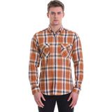 Hatemoğlu Turuncu Slim Fit Kareli 100% Pamuklu Düğmeli Yaka Uzun Kollu Casual Gömlek